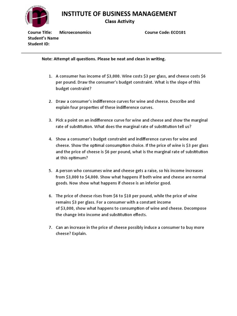 Institute of Business Management: Class Activity | PDF