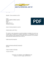 Carta Comercial Chevrolet