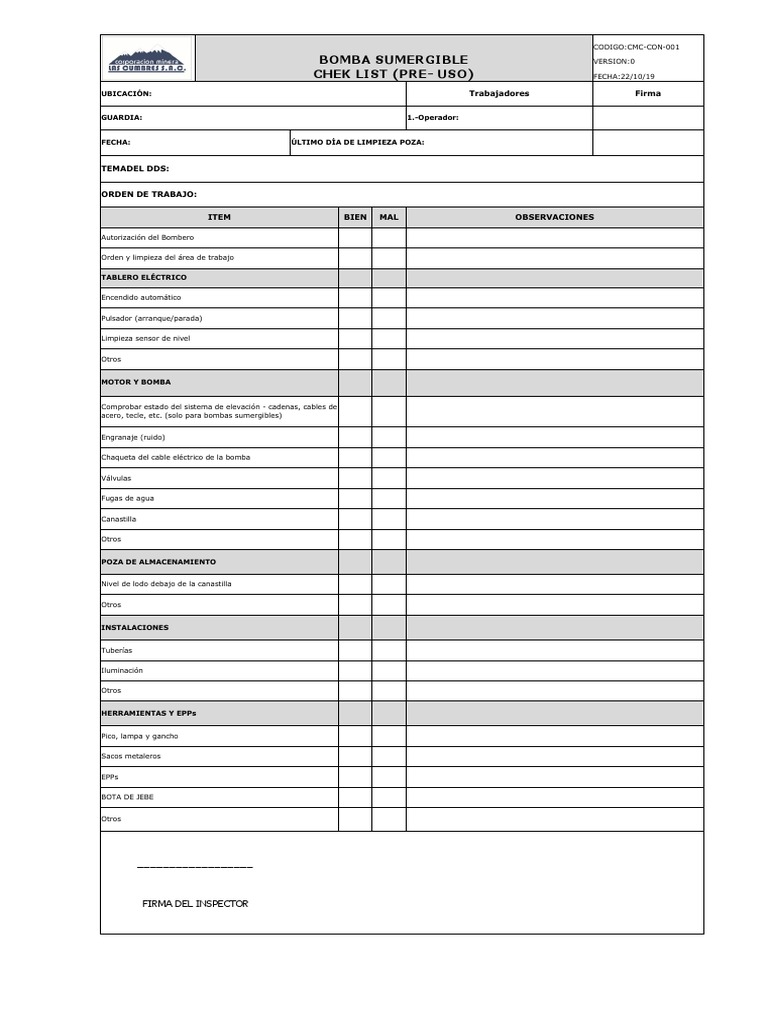 Check List de Bombas | PDF | Bienes manufacturados | Naturaleza