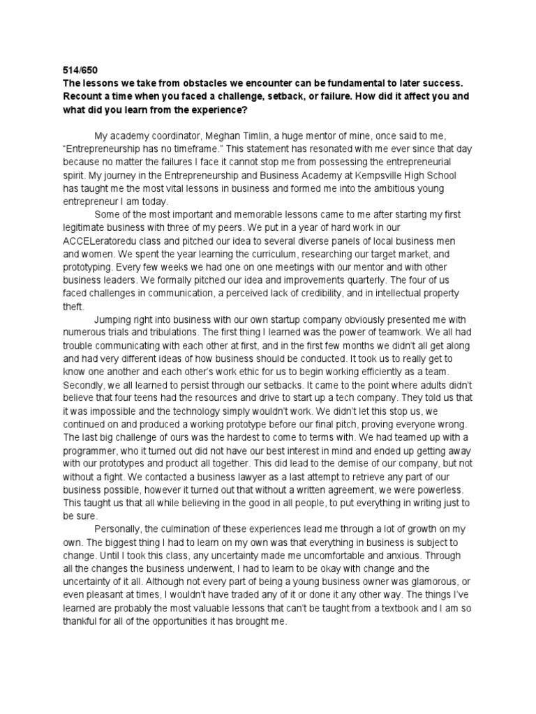 New Common App Essay PDF Entrepreneurship Human Nature