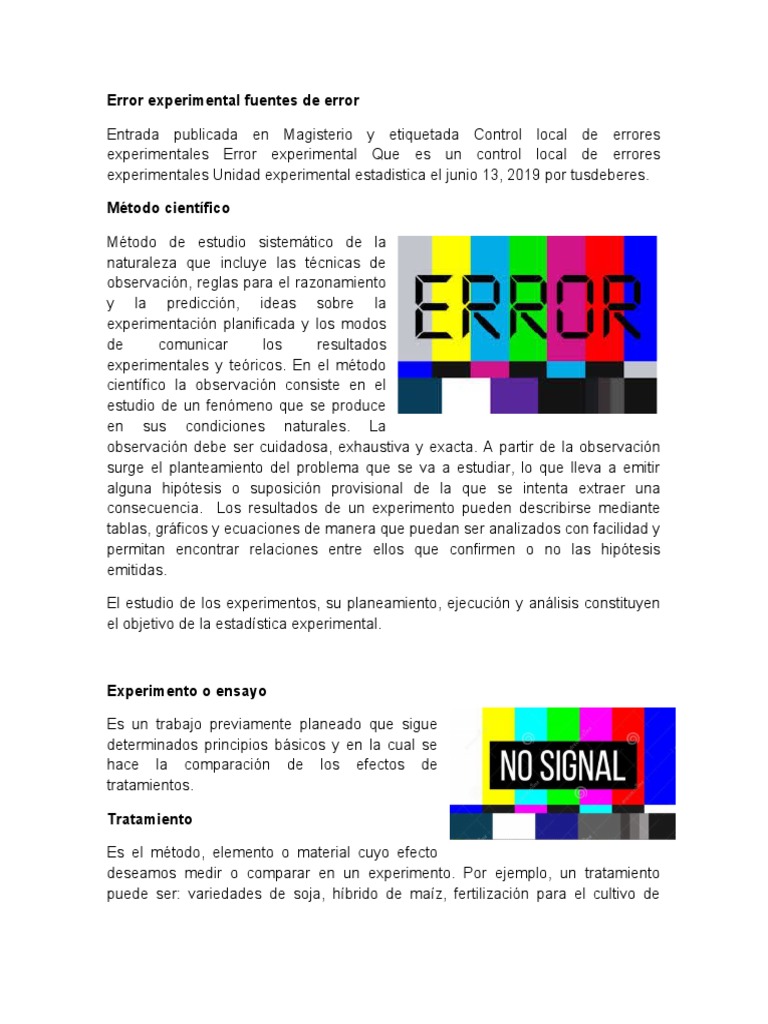 Control de errores en experimentación | PDF | Experimentar | Diseño de ...