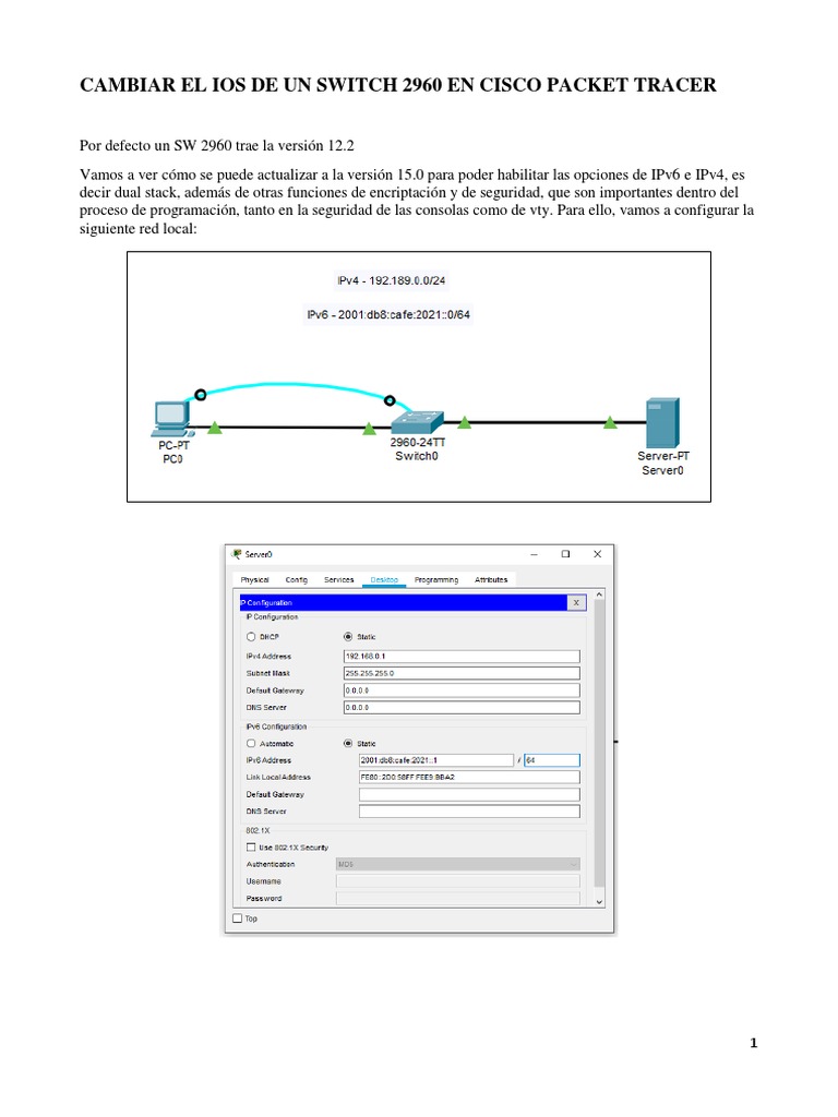 Cambiar El Ios de Un Switch 2960 en Cisco Packet Tracer | PDF | Yo Pv6 ...