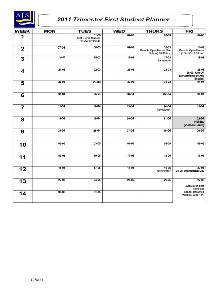 Trimester Plan 1 Student | PDF | Schools | Educational Institutions