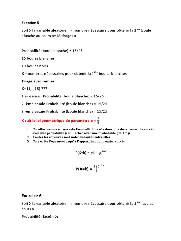 Exercices Probabilite