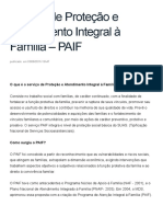 Servico de Protecao e Atendimento Integral A Família - PAIF - MINISTERIO DO Desenvolvimento Social