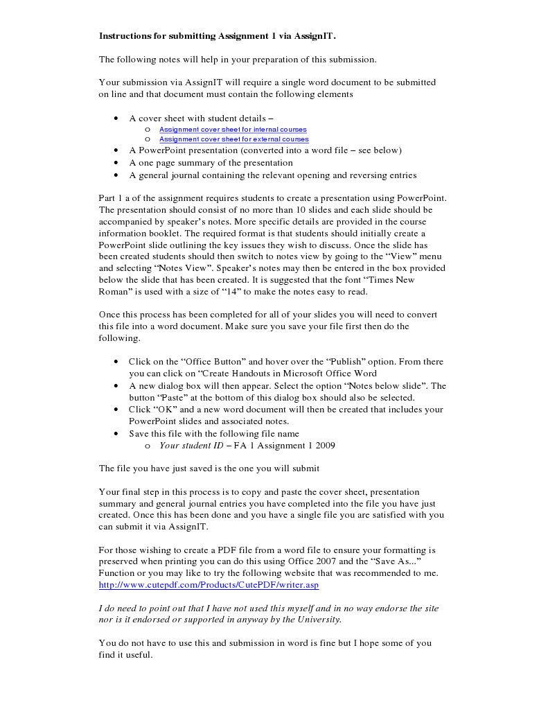 Instructions For Submitting Assignment 1 Via Assignit | PDF | Microsoft ...