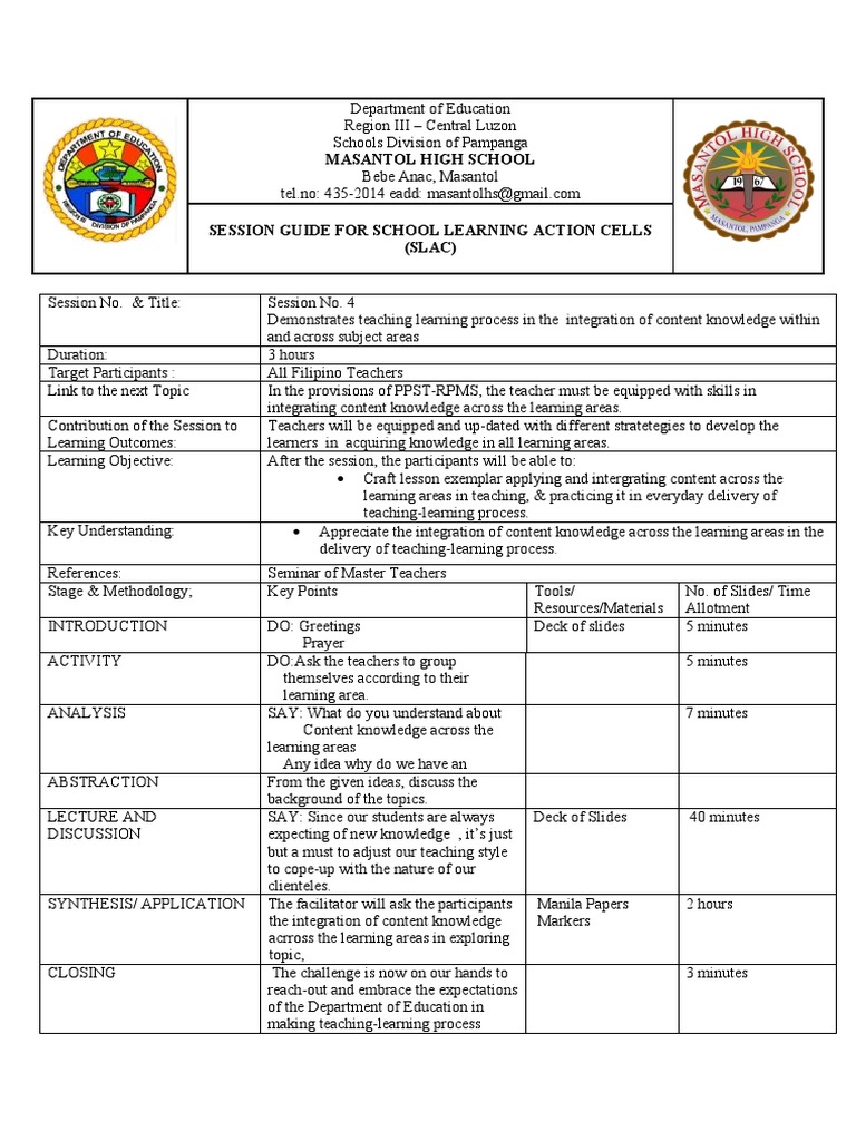 SLAC Session Guide for Teachers | PDF | Teachers | Applied Psychology
