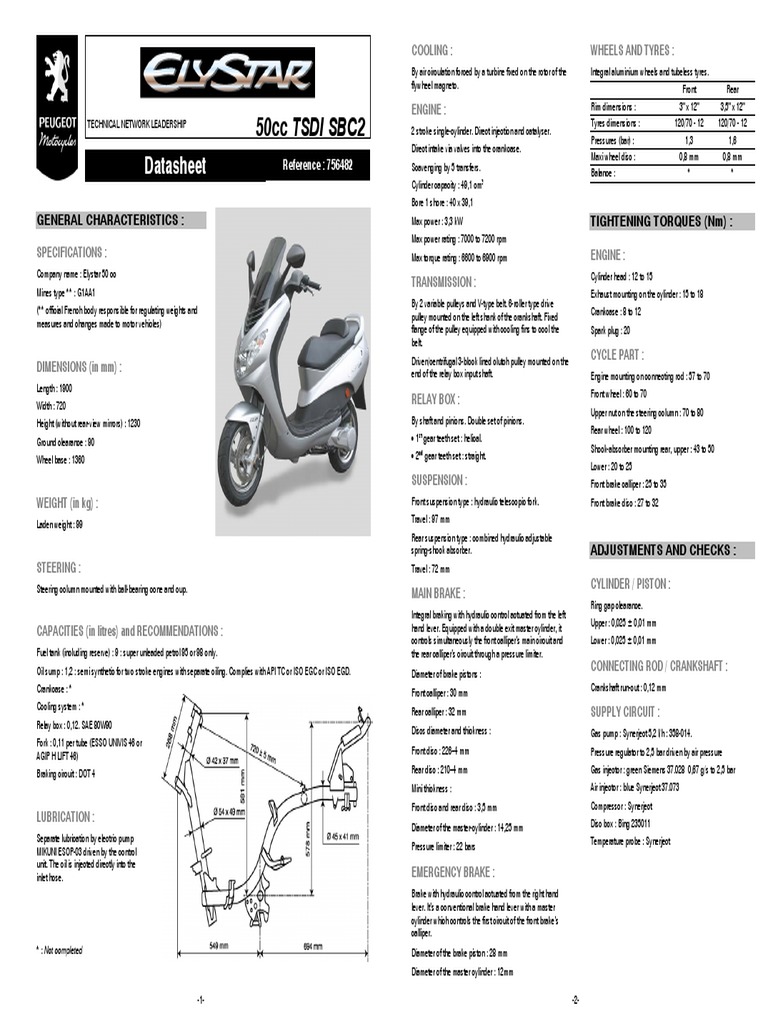 Peugeot Elystar 50 Manual | PDF | Ignition System | Brake