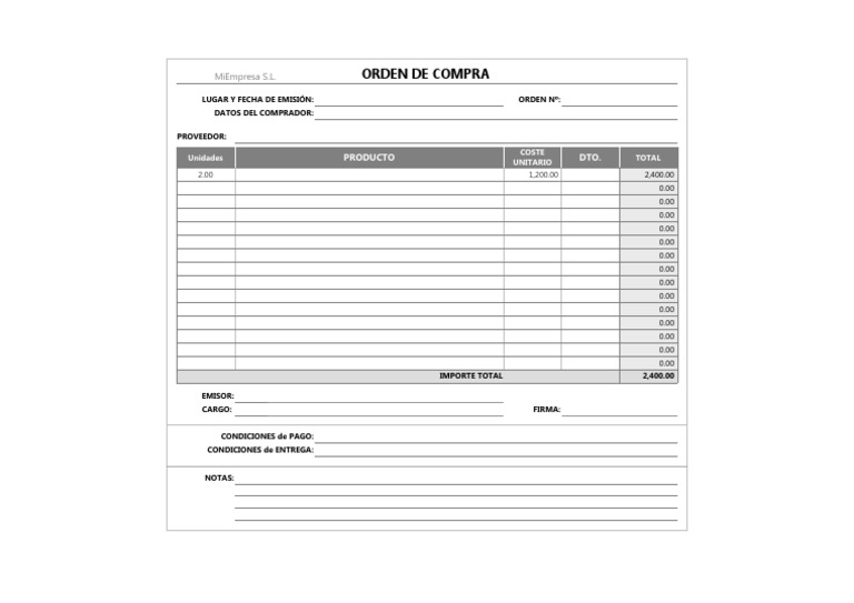 Orden Compra 1 | PDF