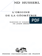 Derrida Jacques Introduction A L Origine de La Geometrie de Edmund Husserl 1962