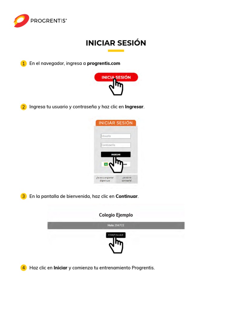 Instrucciones para Iniciar Sesión en Progrentis | PDF