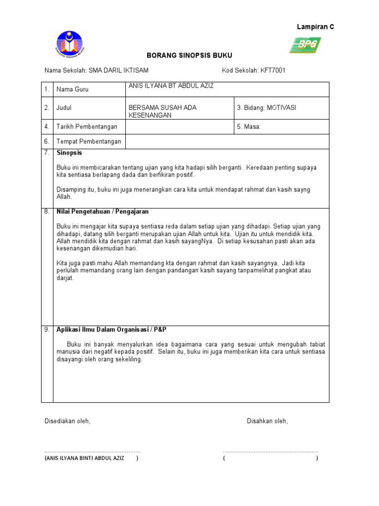 Sinopsis Bacaan Buku Splkpm