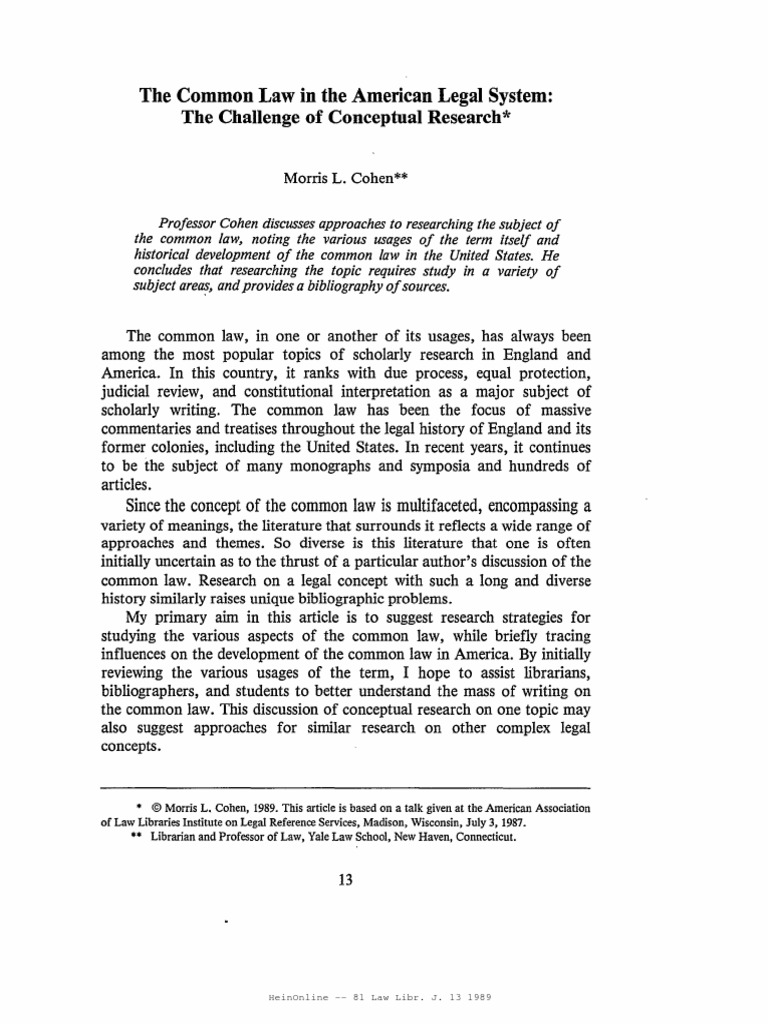 The Common Law in The American Legal System | PDF | Common Law | U.S. State