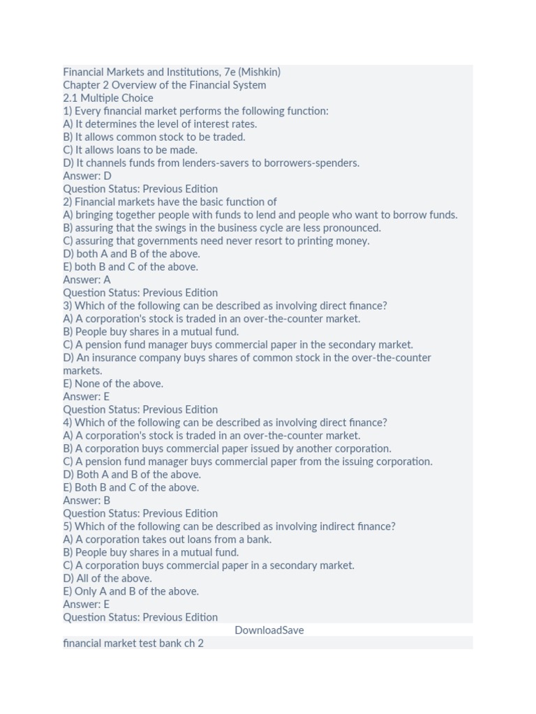 Overview of Financial Markets Functions | PDF | Financial Markets ...