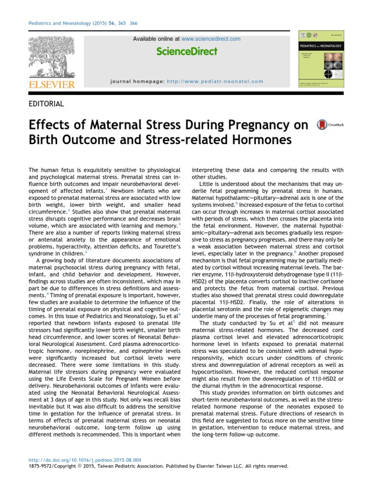 2015-Effects of Maternal Stress During Pregnancy On Birth Outcome and ...