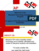 MD Tap: Welcome To The Maryland Technology Assistance Program An Agency of The Maryland Department of Disabilities