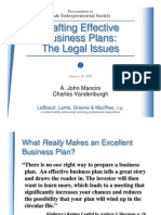 Drafting Effective Business Plans: The Legal Issues