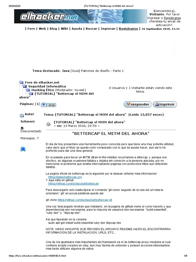 (TUTORIAL) - Bettercap El MItM Del Ahora | PDF | Foro de Internet ...