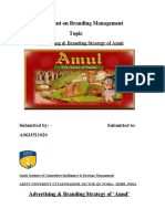 Assignment On Branding Management Topic: Advertising & Branding Strategy of Amul