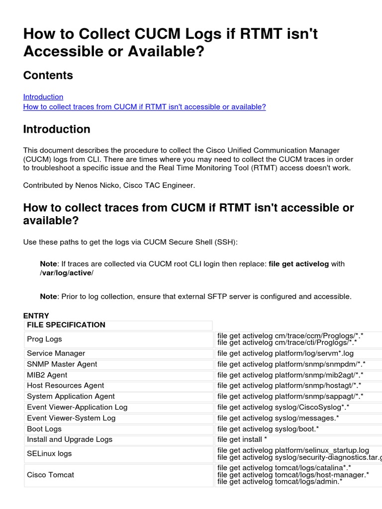 Collect Communication Manager Logs Via T | PDF | Network Architecture |  Information Age