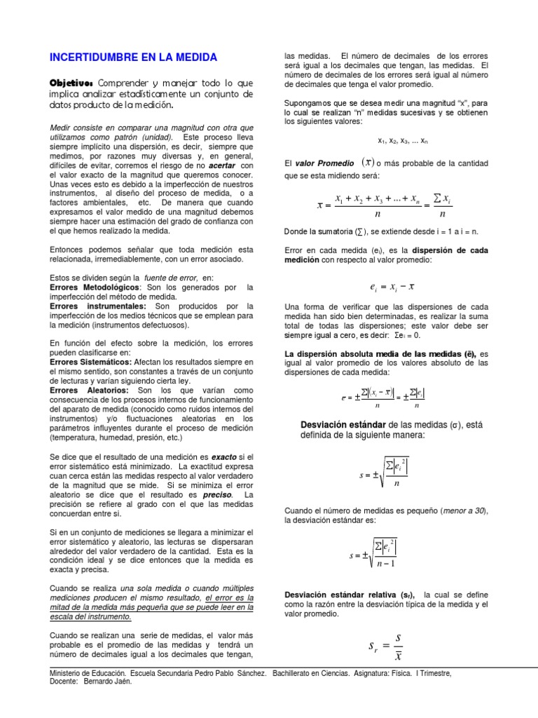 Incertidumbre en la Medida de Física | PDF | Medición | Desviación Estándar