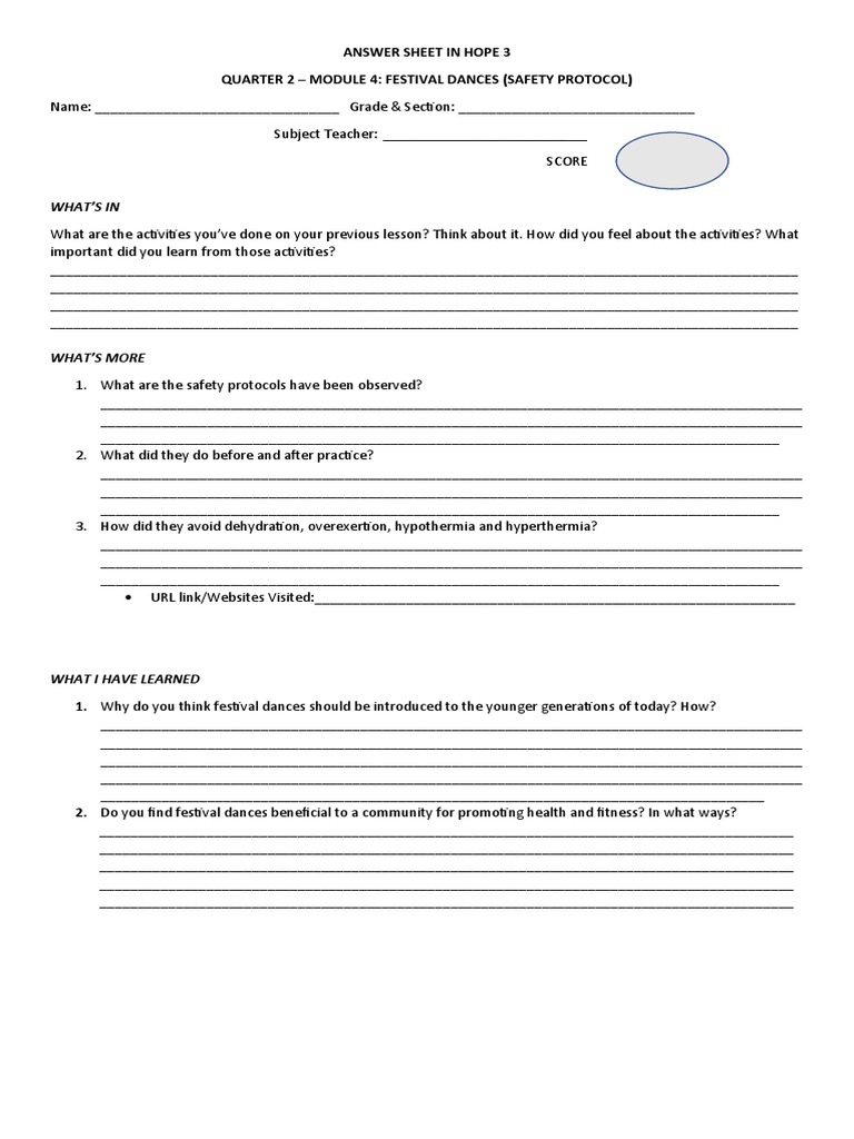Hope Score Answer Key: Hypothermia Safety | PDF