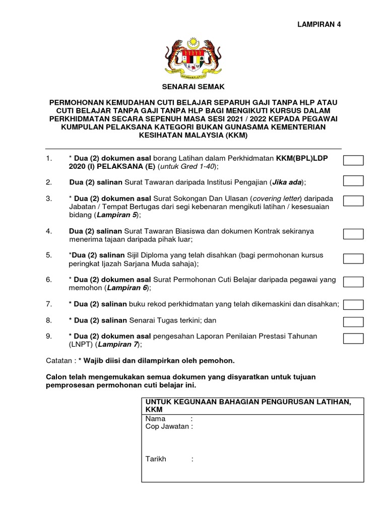 Senarai Borang Dan Dokumen Permohonan Tawaran E Pdf