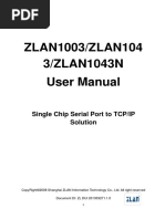 ZLAN1003/ZLAN104 3/ZLAN1043N User Manual: Single Chip Serial Port To TCP/IP Solution