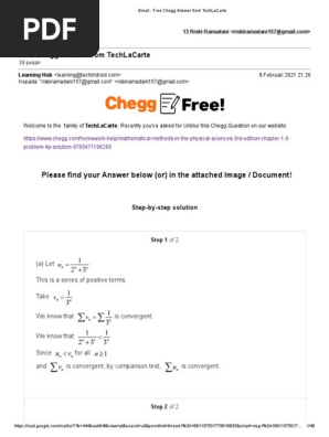 Gmail Free Chegg Answer From Techlacarte Series Mathematics Integral