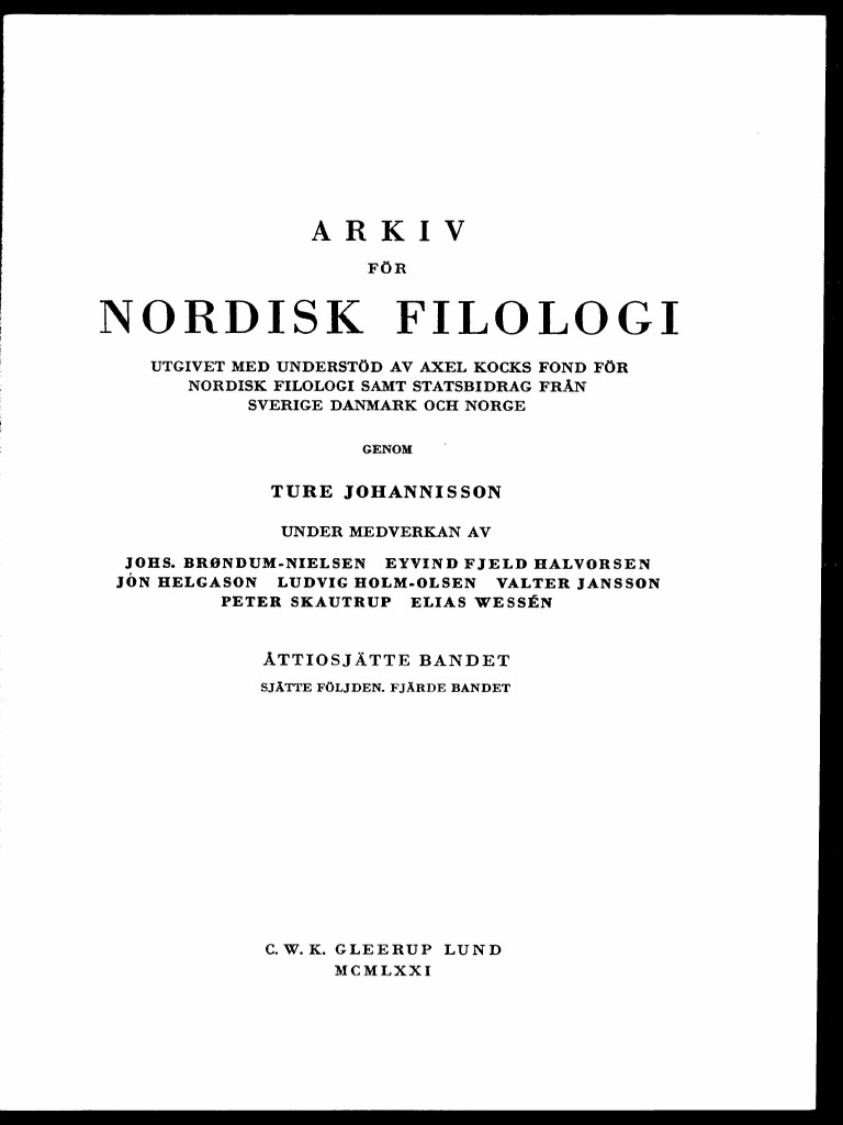 Arkiv För Nordisk Filologi Foto bild