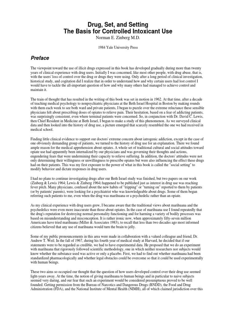 Drug Set and Setting Zinberg N 1 | PDF | Alcohol Intoxication ...