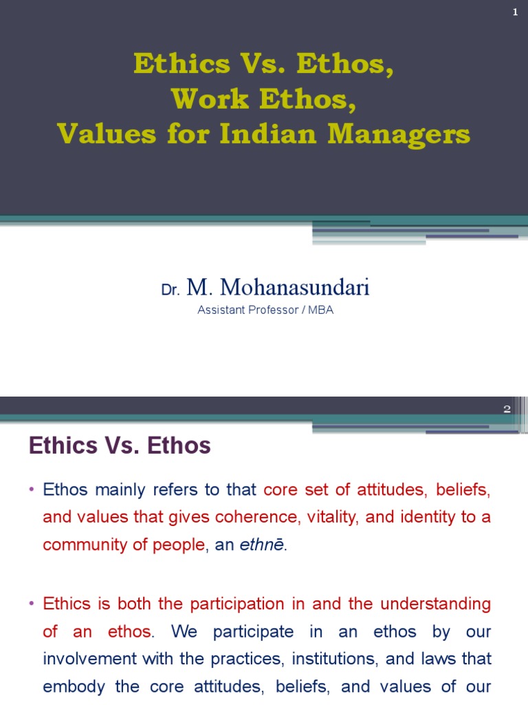 Ethics and Work Ethos for Managers | PDF | Value (Ethics ...