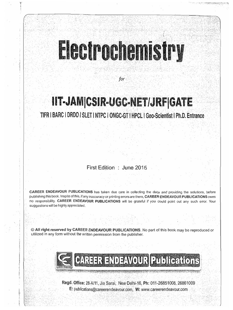 Electrochemistry by Career Endeavour PDF