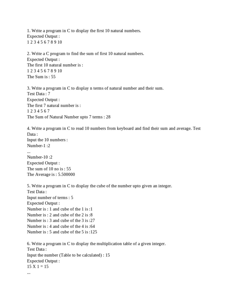 A Collection of C Programming Exercises Covering Fundamental and ...