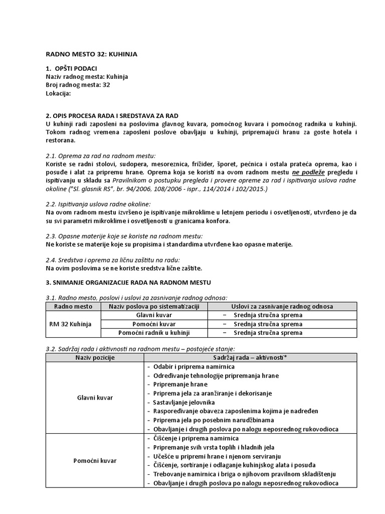 Procena Rizika Kuhinja | PDF