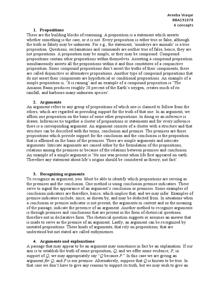 6 Concepts | PDF | Argument | Logical Consequence