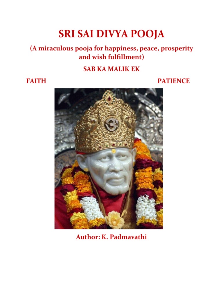 Sri Sai Divya Pooja Guide | PDF | Religious Behaviour And Experience ...