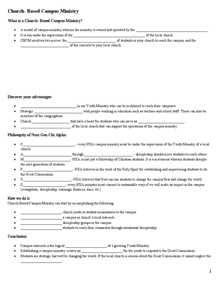 Church-Based Campus Ministry Guide | PDF | Disciple (Christianity) | Jesus
