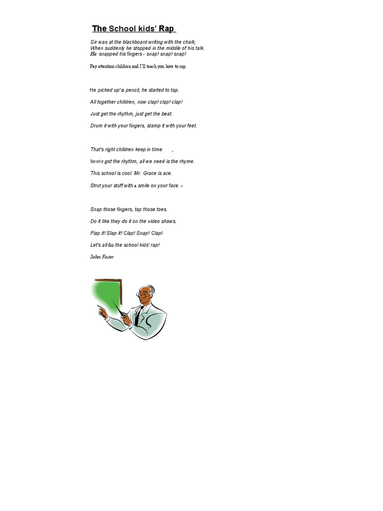 School Kids Rap | PDF | Language Arts \u0026 Discipline, image size:768x1024