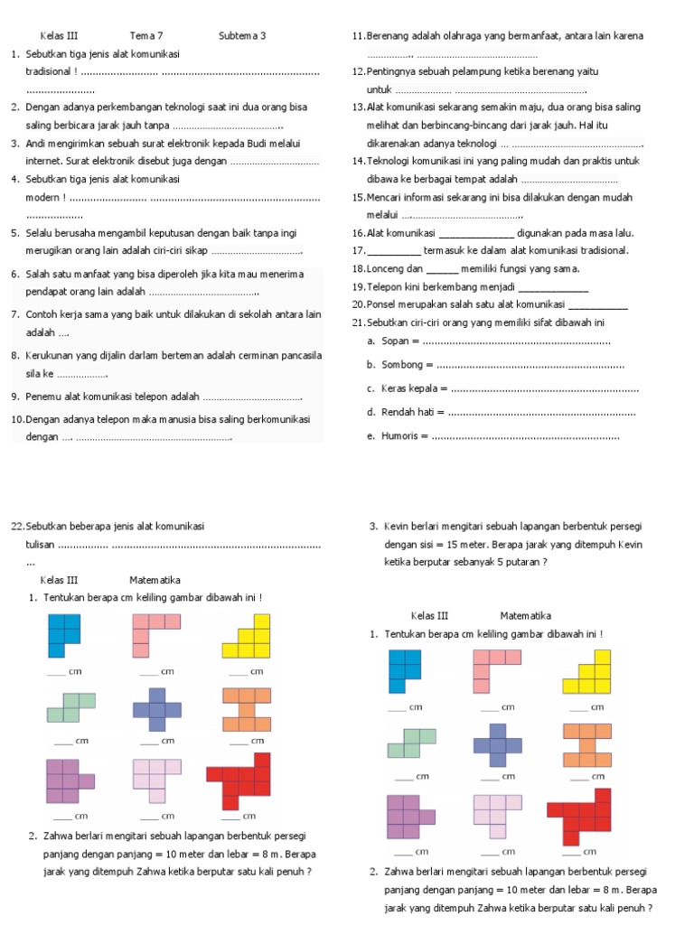 Materi Kelas Iii Selama Libur