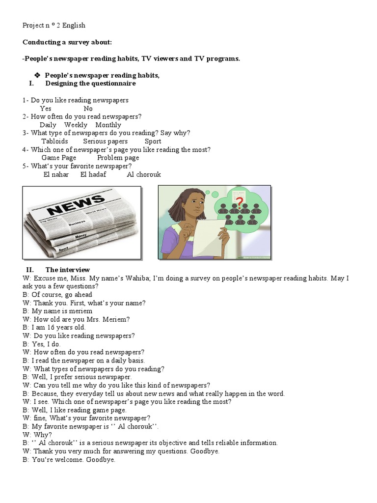 Project N ° 2 English Conducting A Survey | PDF | Newspapers | Questionnaire