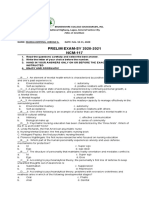 PRELIM EXAM-SY 2020-2021 NCM-117: Fides Et Servitium