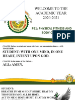 Welcome To The Academic Year 2020-2021: Pe1: Physical Fitness and Body Conditioning