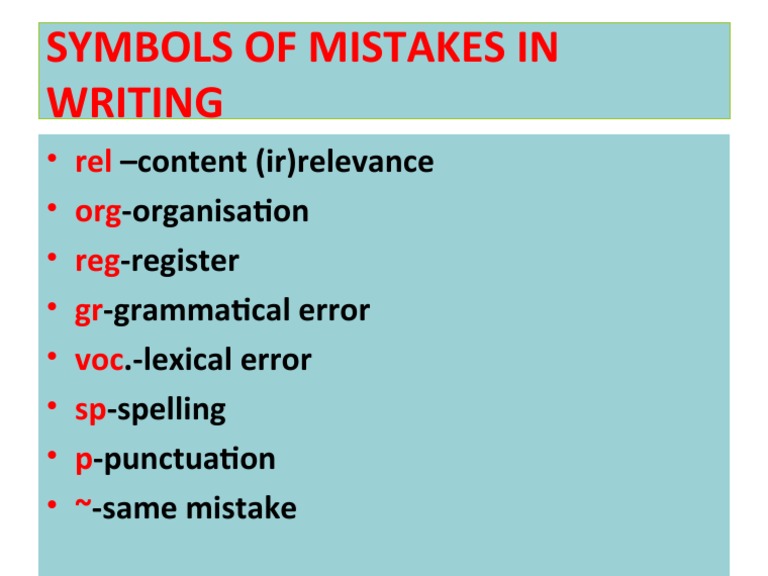 Common Writing Mistakes Symbols | PDF