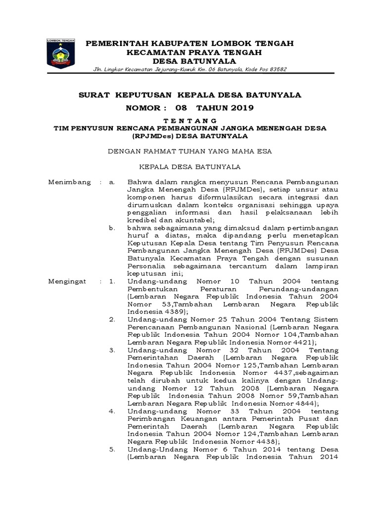 Notulen Musdes RKP Desa 2025 Batunyala | PDF