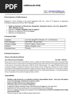 Curriculum Vitae: Tushar Kamble Work Experience & Skills Summary