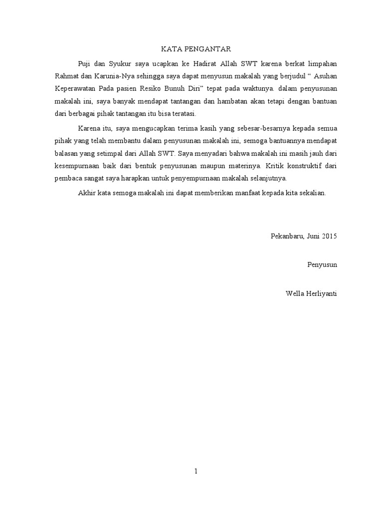 Asuhan Keperawatan Resiko Bunuh Diri | PDF