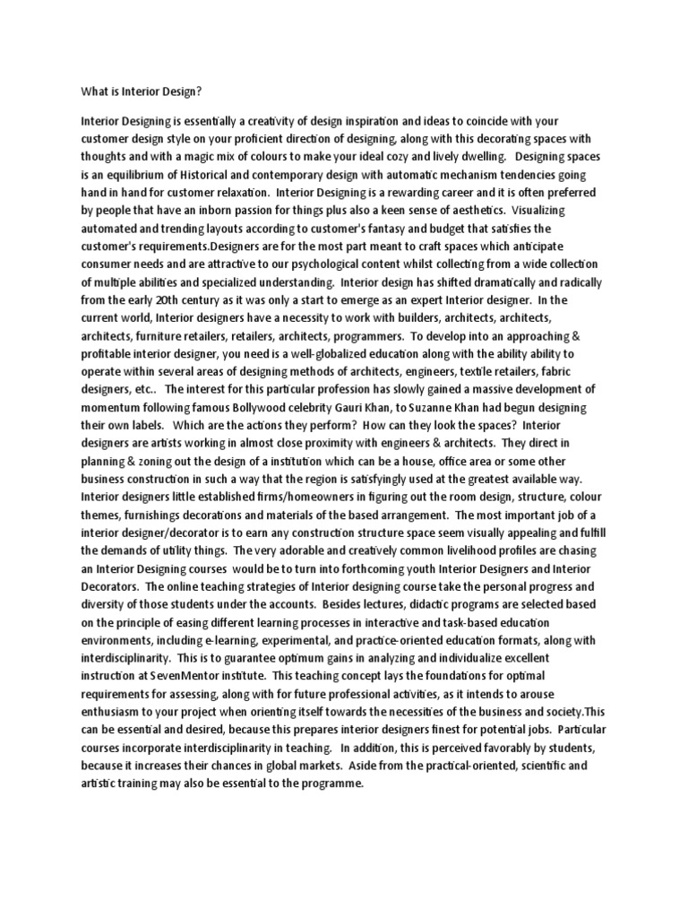 What Is Interior Design? PDF Interior Design Educational Technology