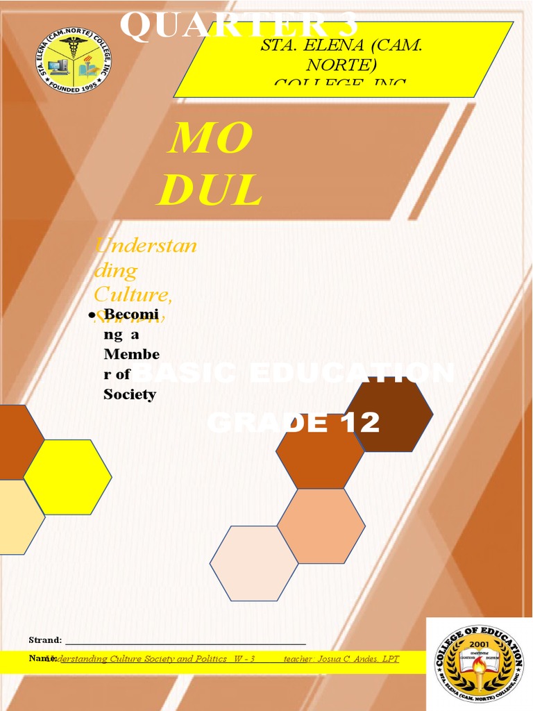 Module 3 Ucsp Josua C Andes | PDF | Deviance (Sociology) | Socialization