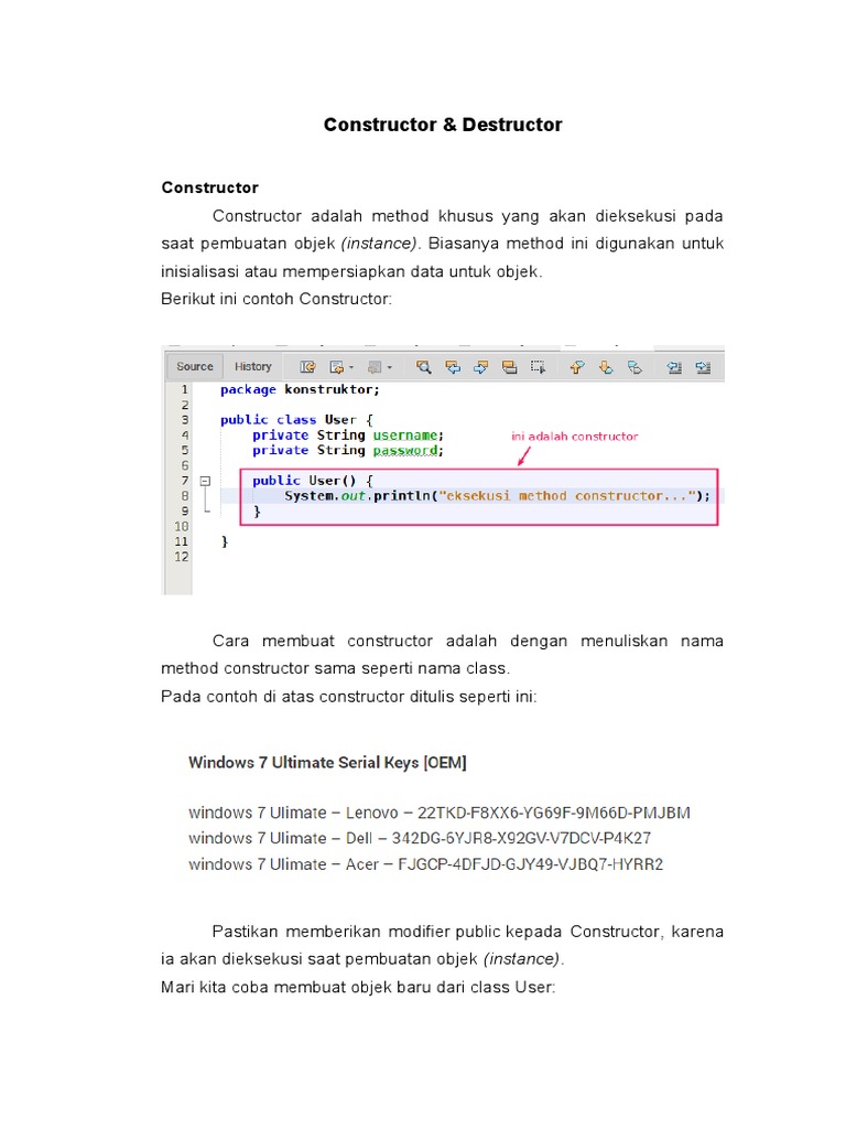 Pemahaman Constructor dan Destructor Java | PDF